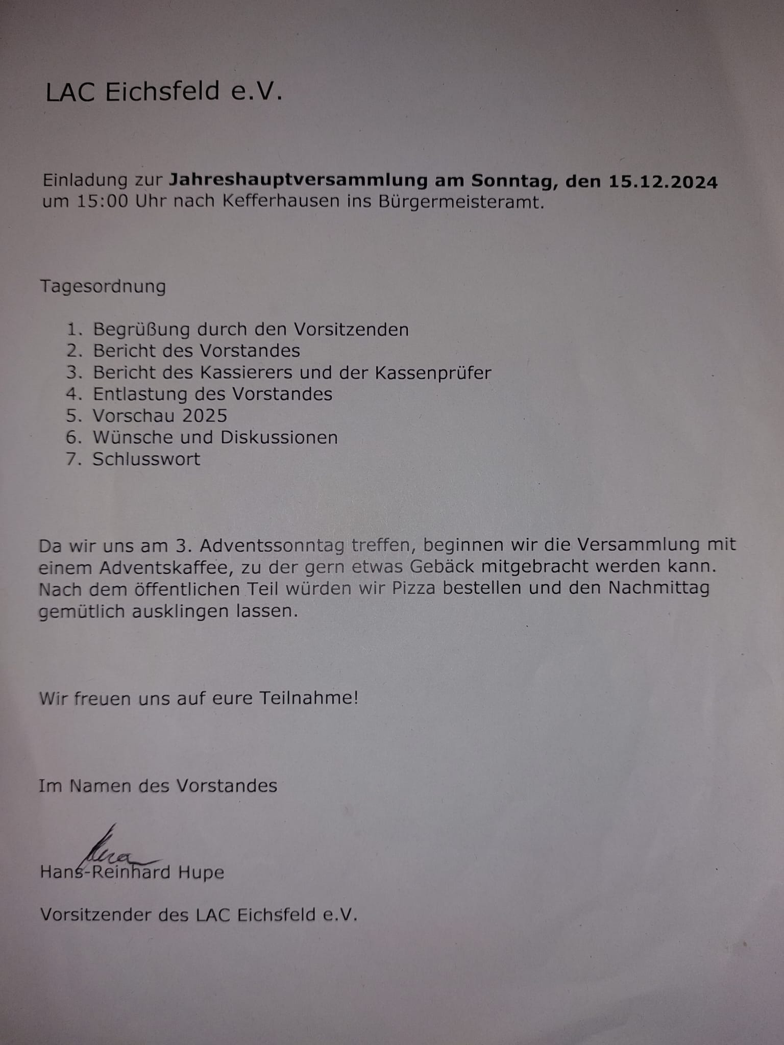 15.12.2024 Jahreshauptversammlung 2024